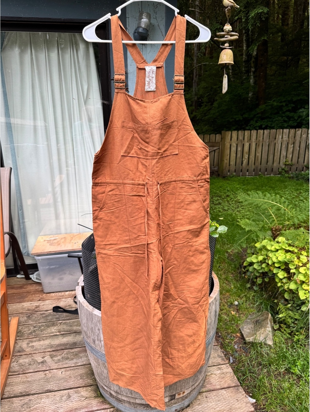 Sadie & Sage Rust Linen Blend Overalls Size Small